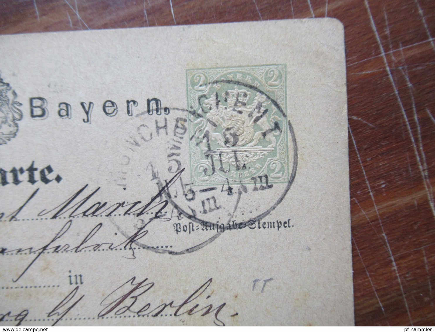 AD Bayern 1874 Ganzsache P1  I (4 Stück) verschiedene Stempel / Farbnuancen!