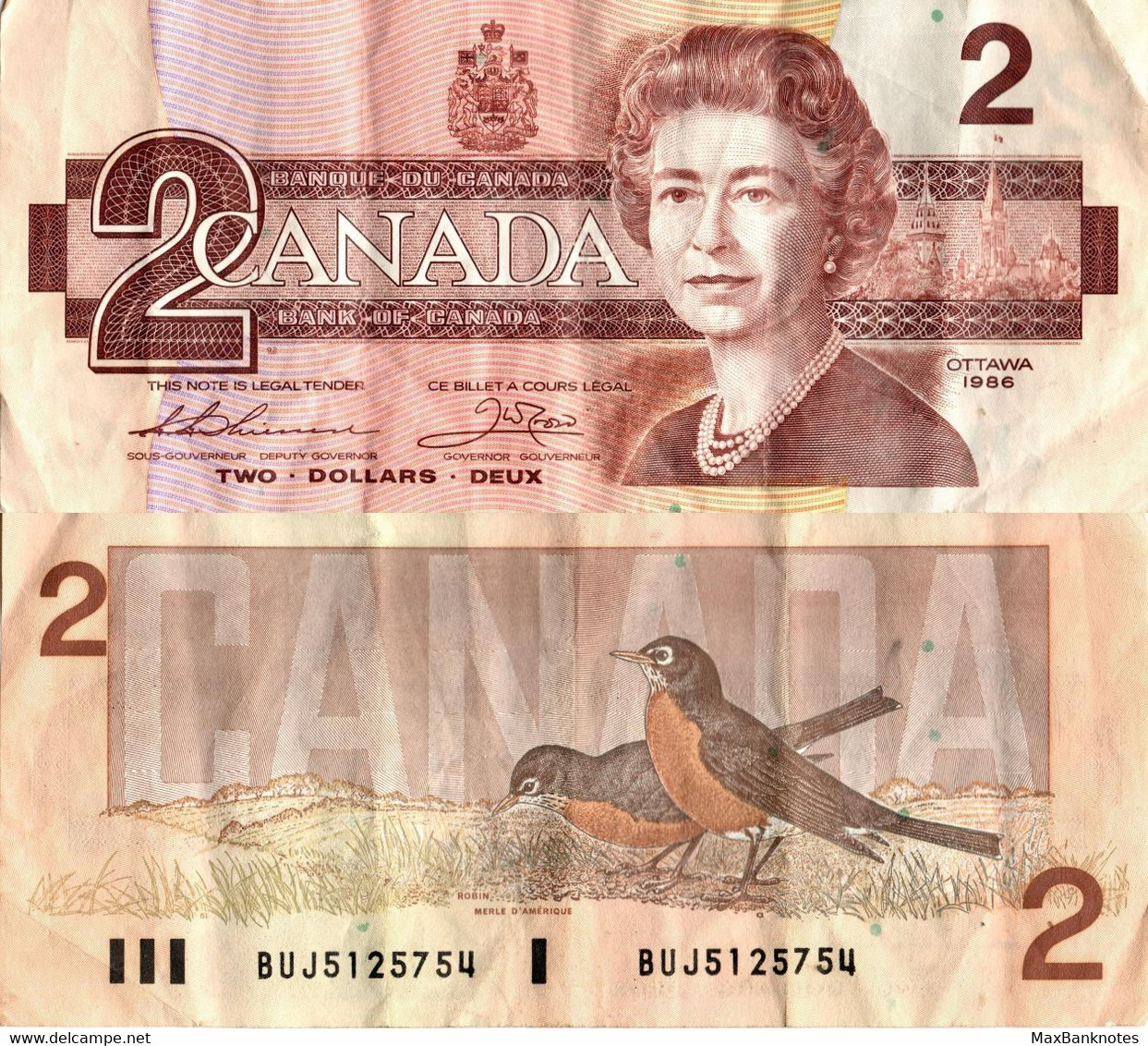 Canada / 2 Dollars / 1986 / P-94(c) / VF - Canada