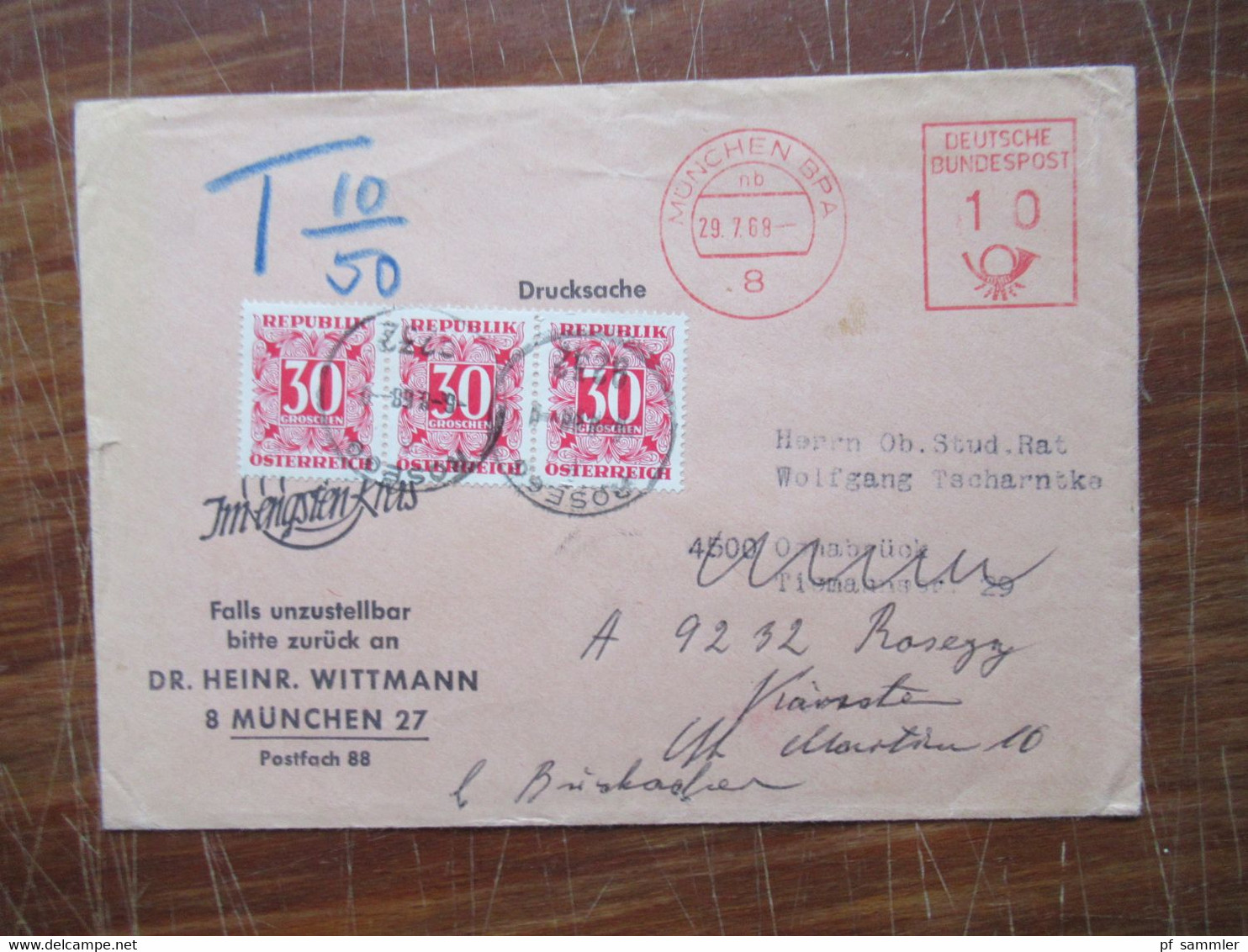 Österreich 1960 - 87 Nachporto Marken / Belege kleines Lot mit 8 Stück interessante Stempel und Vermerke!!