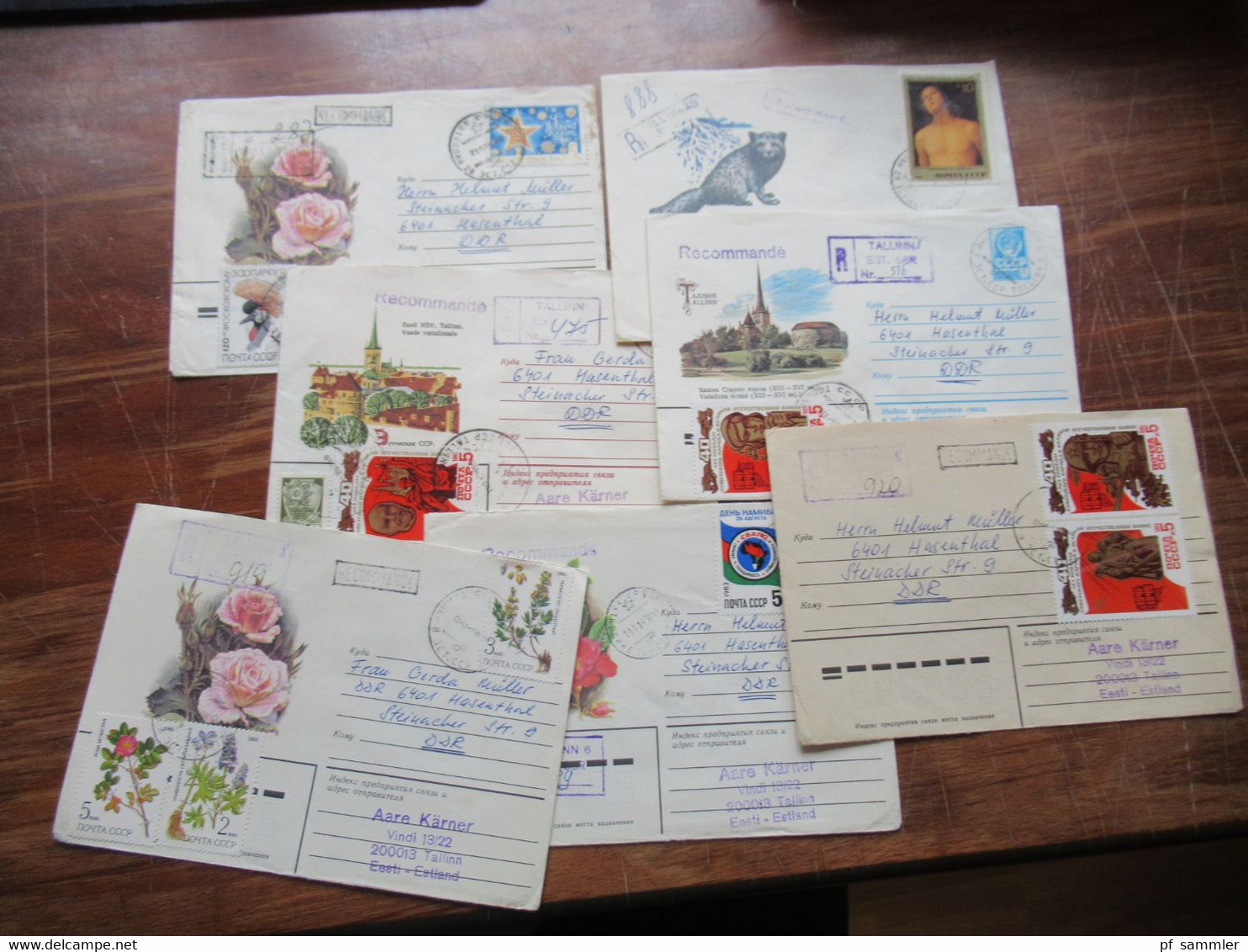 Russland / UdSSR Gebiet Estland Tallinn 1980er Jahre Kleines Lot Mit 7 Belegen / Einschreiben / Reko In Die DDR - Storia Postale