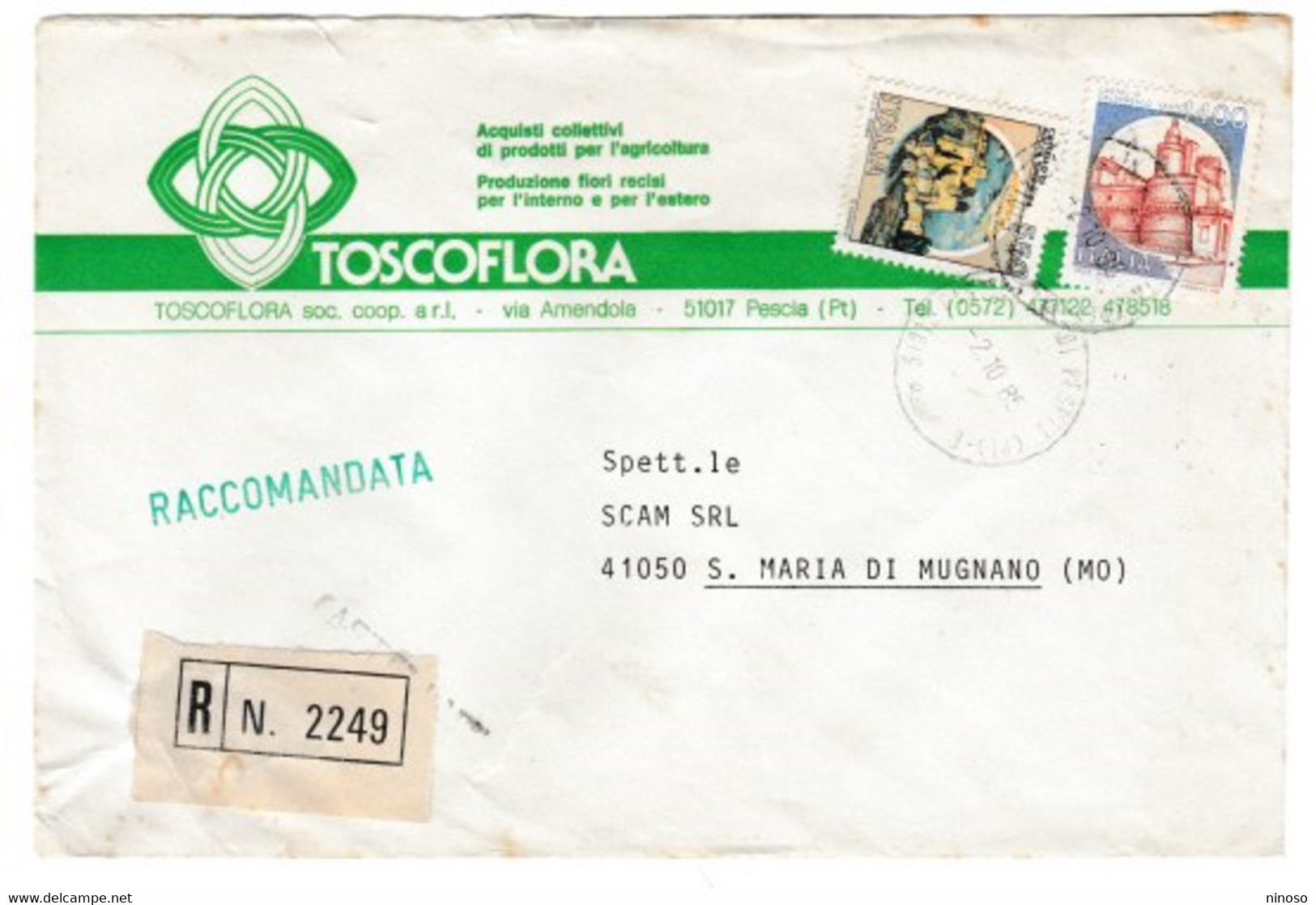 ITALY ITALIA   LETTERA RACCOMANDATA VIAGGIATA DA PESCIA ( PT  ) VERSO S.MARIA DI MUGNANO ( MO ) NEL 1985 - 1981-90: Storia Postale