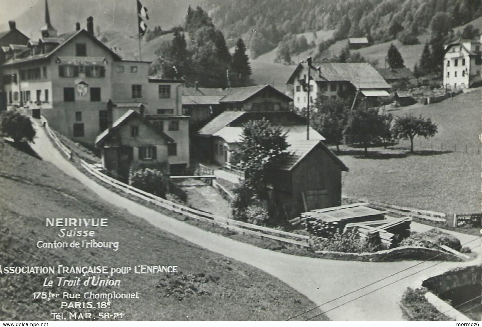 Neirivue Colonie Trait D’union Cachet Association Française Pour L’enfance Vue Village - Neirivue