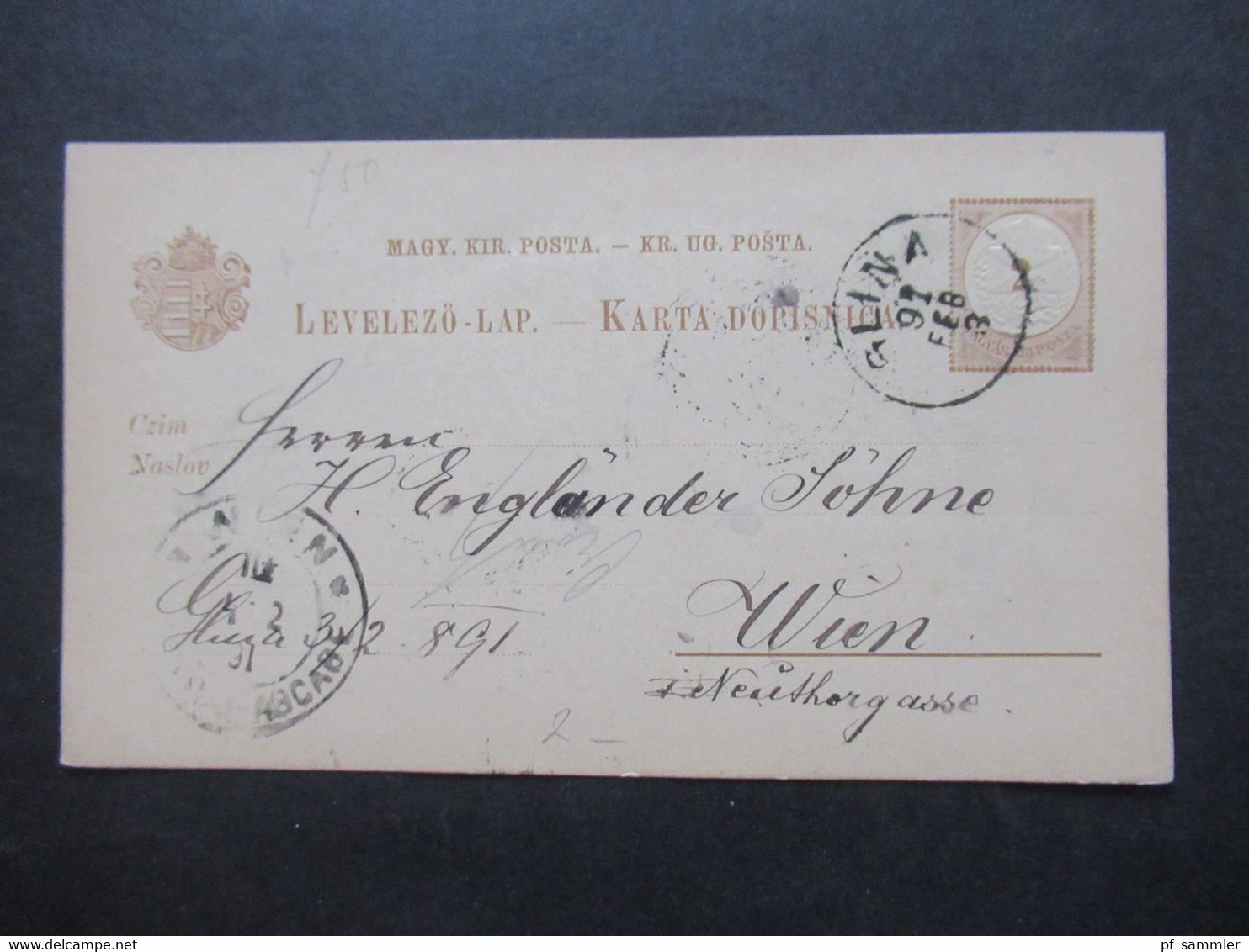 Ungarn ca. 1887 / 1891 Ganzsachen Posten ca.45 Stück alle nach Wien gesendet / interessanter Stöberposten!!