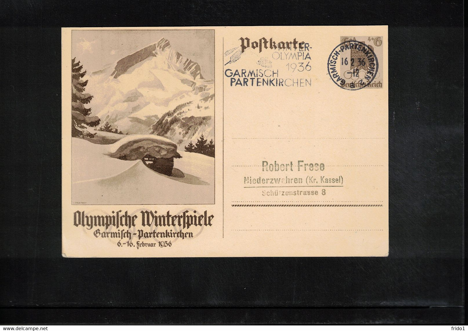 Germany / Deutschland 1936 Olympic Games Garmisch-Partenkirchen - Postal Stationery Postcard - Interesting Postmark - Winter 1936: Garmisch-Partenkirchen