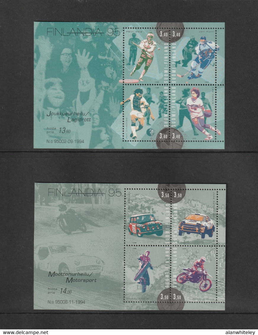 FINLAND 1995 FINLANDIA 95 / Sports: Souvenir Folder UM/MNH + CANCELLED - Blocks & Sheetlets