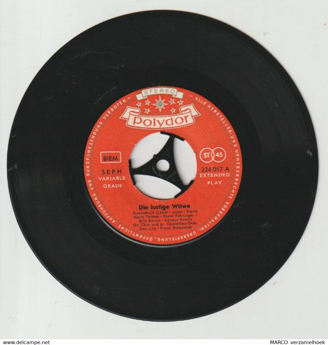 45T Single Die Lustige Witwe Querschnitt (lehár-leon-stein) Jaren 60 Polydor - Classique