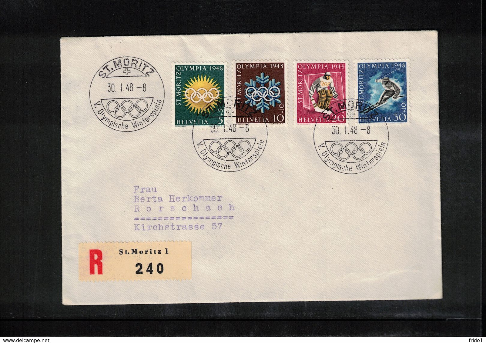 Schweiz / Switzerland 1948 Olympic Games St. Moritz Interesting Registered Letter - Inverno1948: St-Moritz