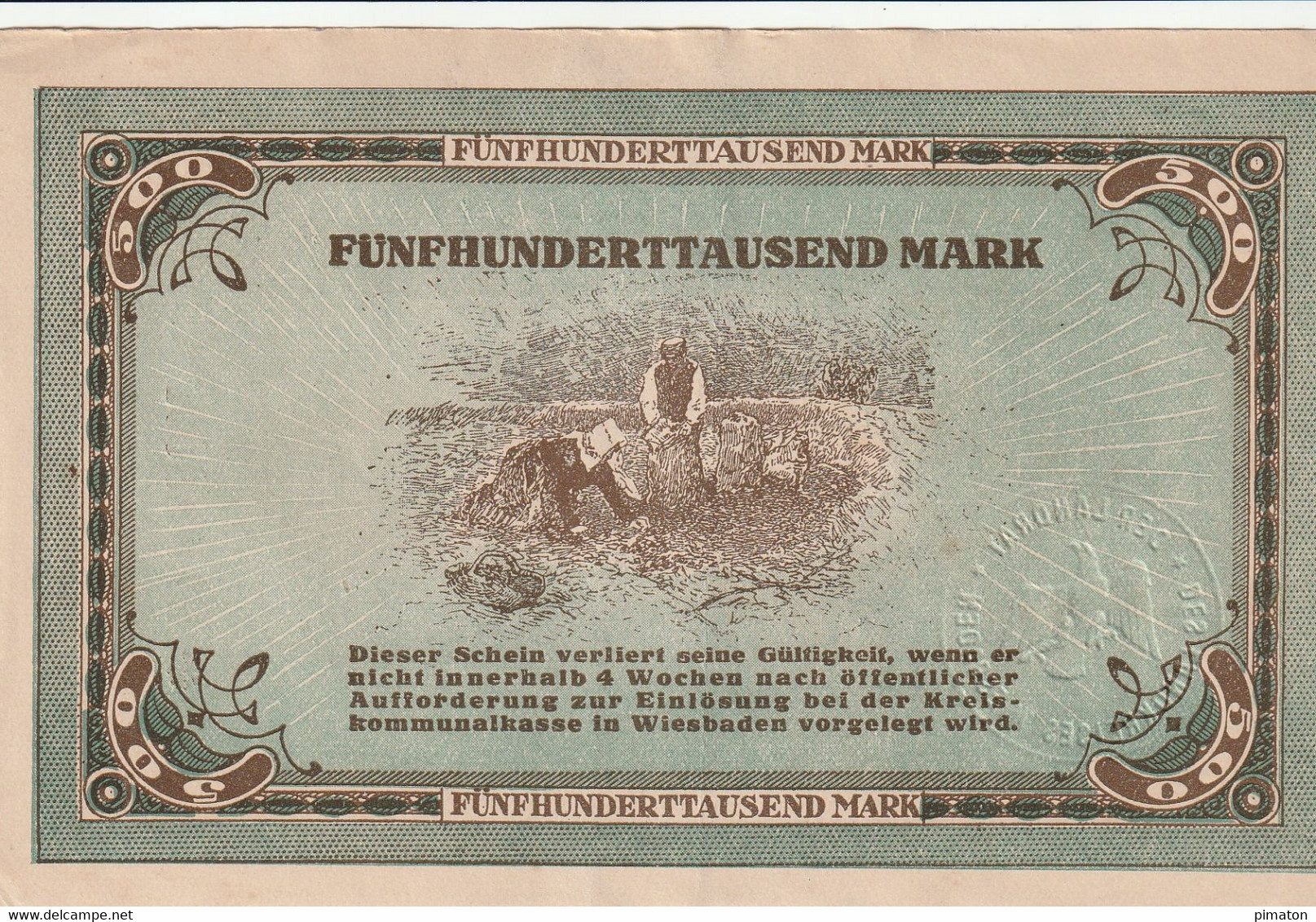 Billet De Nécessité Allemand -500 Mark 1923  Wiesbaden - 500 Mark