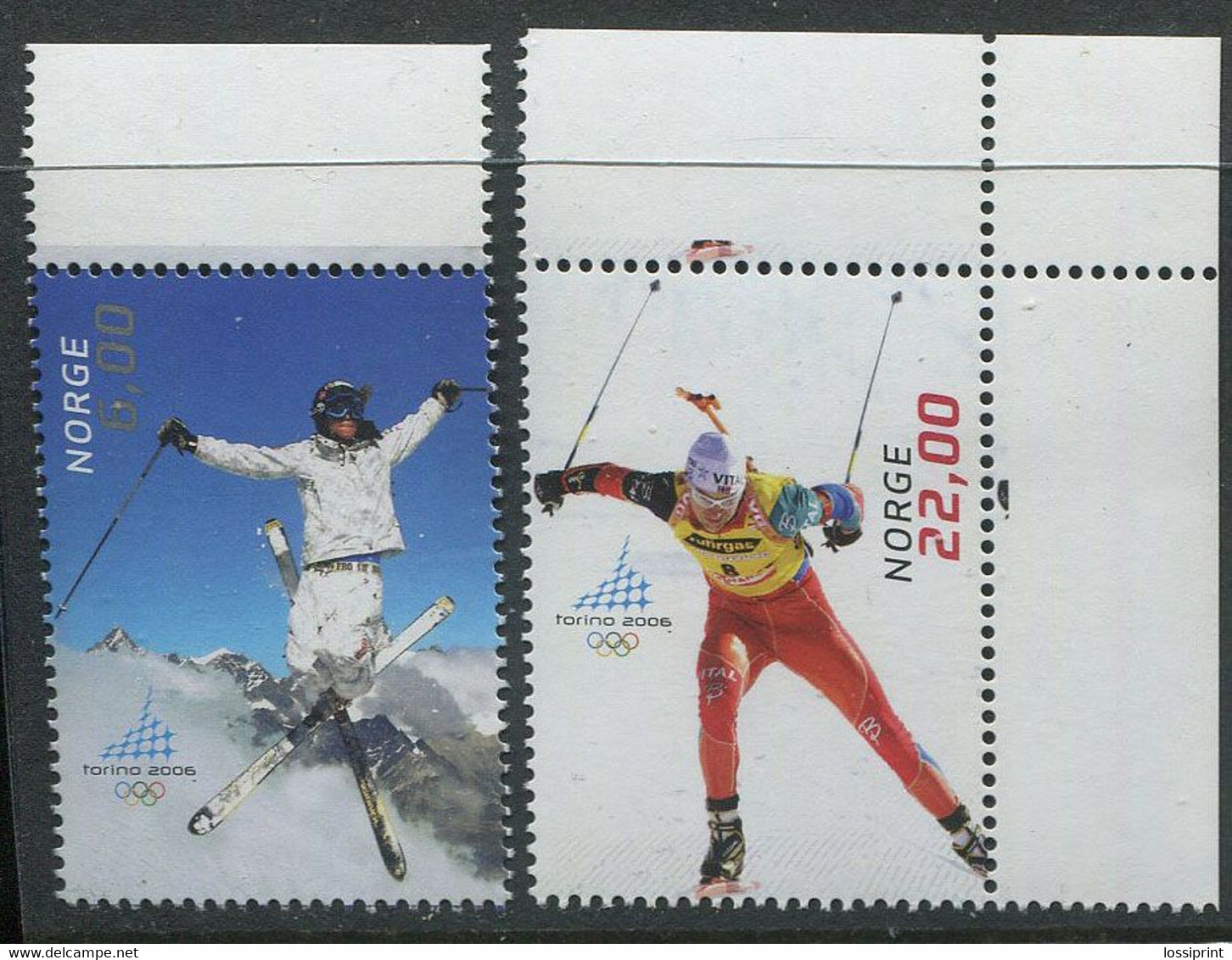 Norway:Unused Stamps Serie Olympic Games In Torino 2006, Skiers, MNH - Winter 2006: Turin