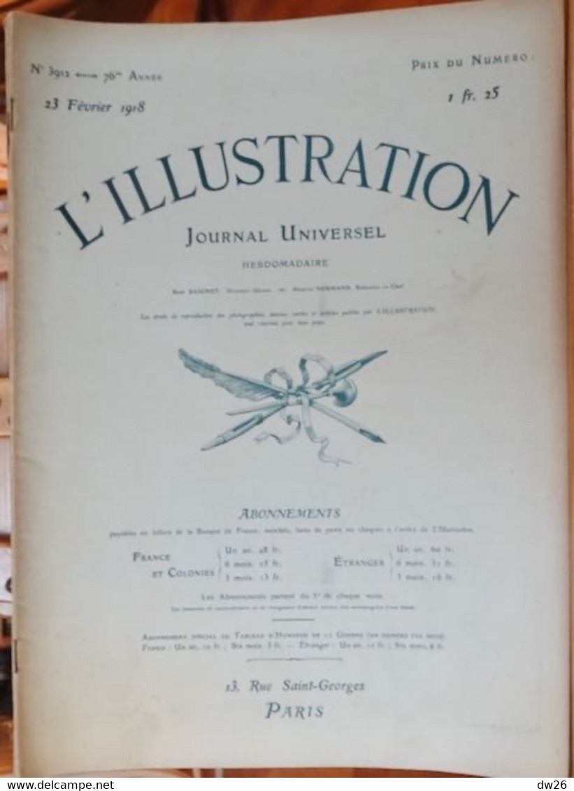 Revue L'Illustration (Journal Universel Hebdomadaire) N° 3912 Du 23 Février 1918 - Dessins De La Guerre - 1900 - 1949