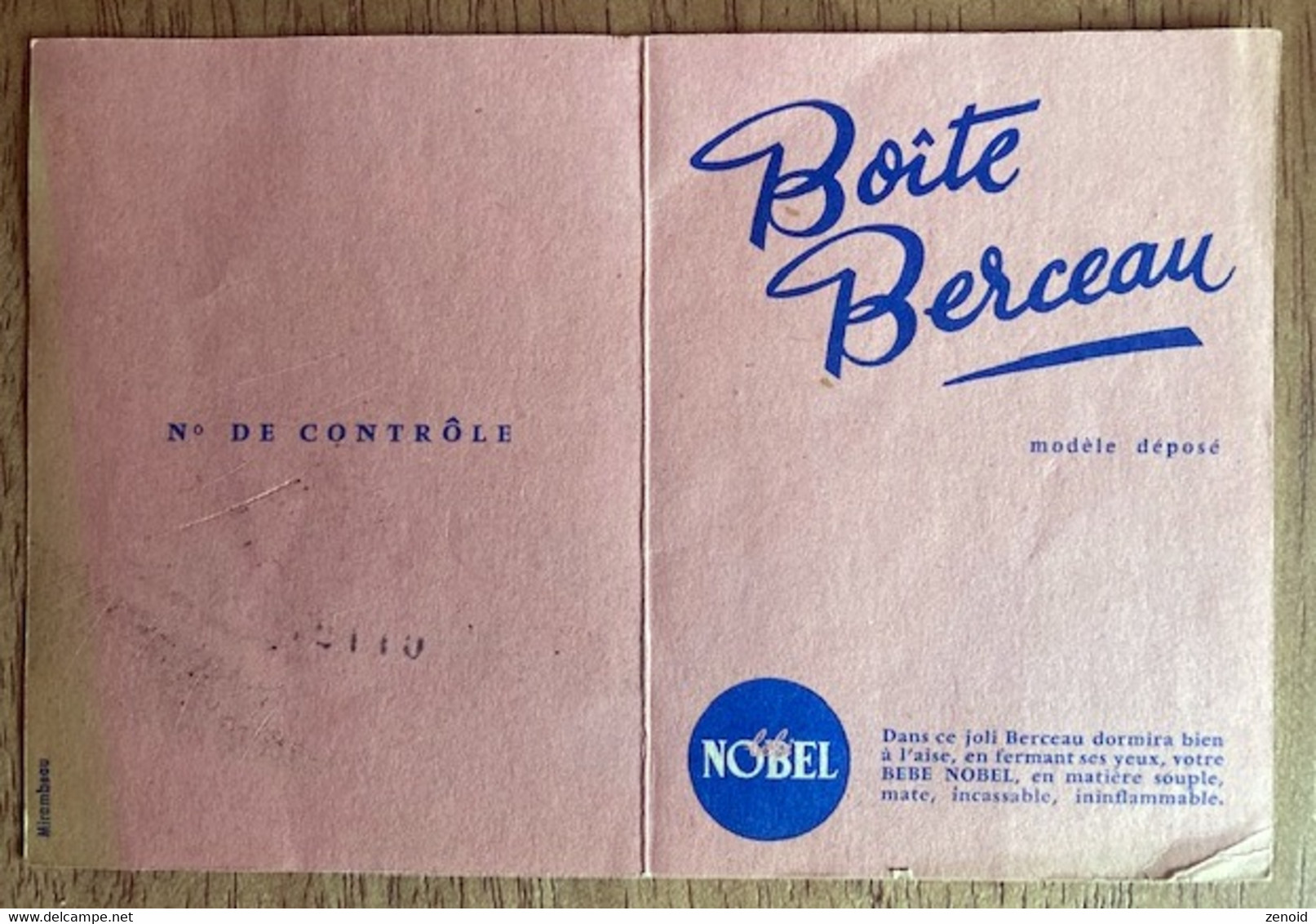 Mode D'emploi Carte "Boîte Berceau - Bébé Nobel" - Années 50 - Material Y Accesorios