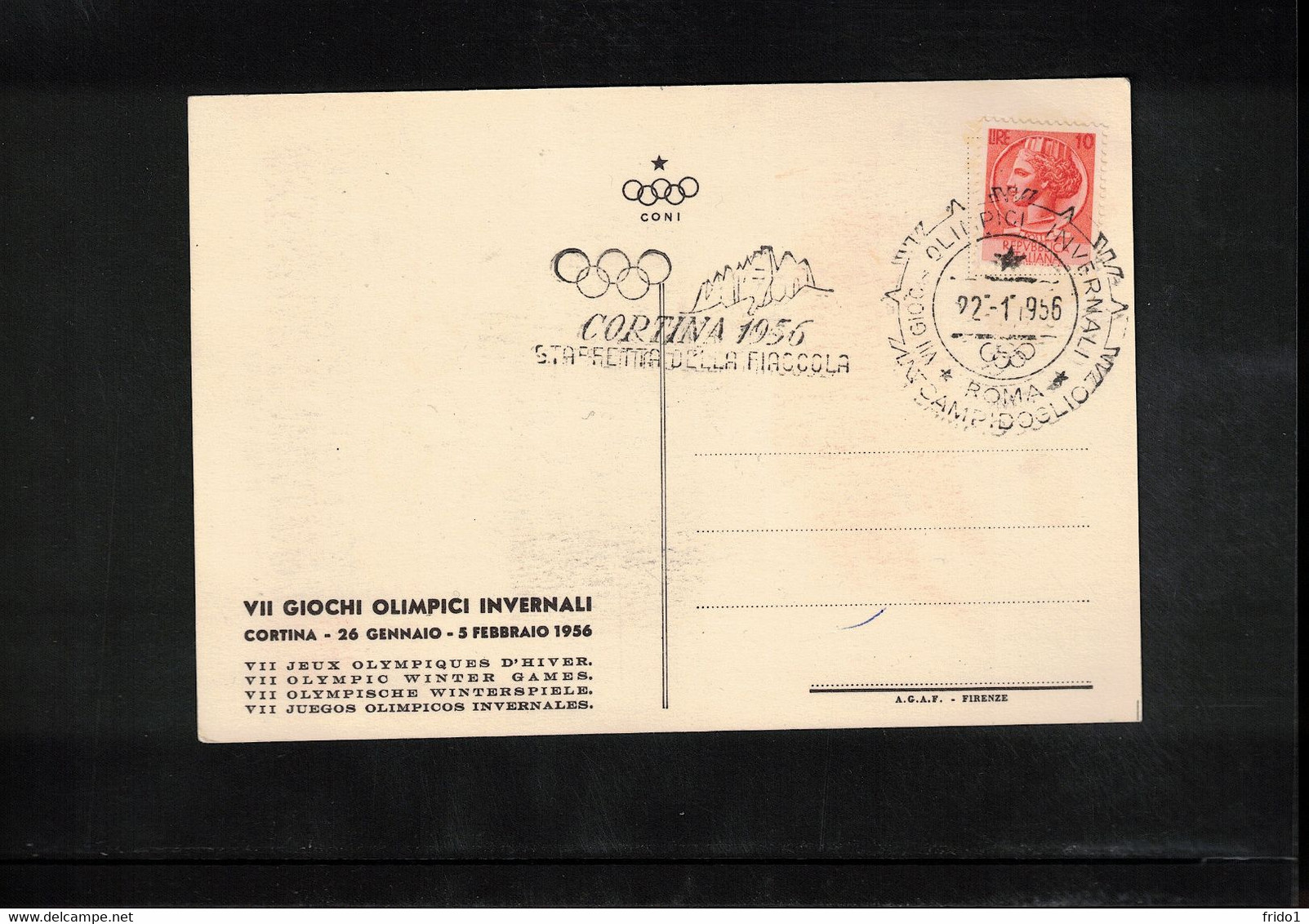 Italy / Italia 1956 Olympic Games Cortina D'Ampezzo - Olympic Fire - Torch Interesting Postcard - Hiver 1956: Cortina D'Ampezzo