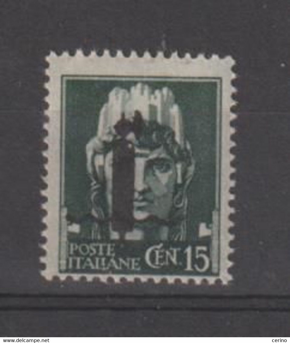 R.S.I.:  1944  SAGGIO  -  15 C. VERDE  GRIGIO  SOPRASTAMPATO  N. -  SASS. P 11  -  RRR - Altri & Non Classificati