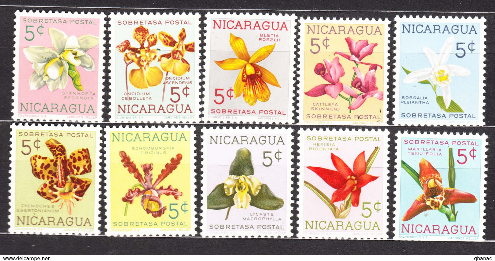 Nicaragua 1962 Postage Due Flowers Mi#61-70 Mint Never Hinged - Nicaragua