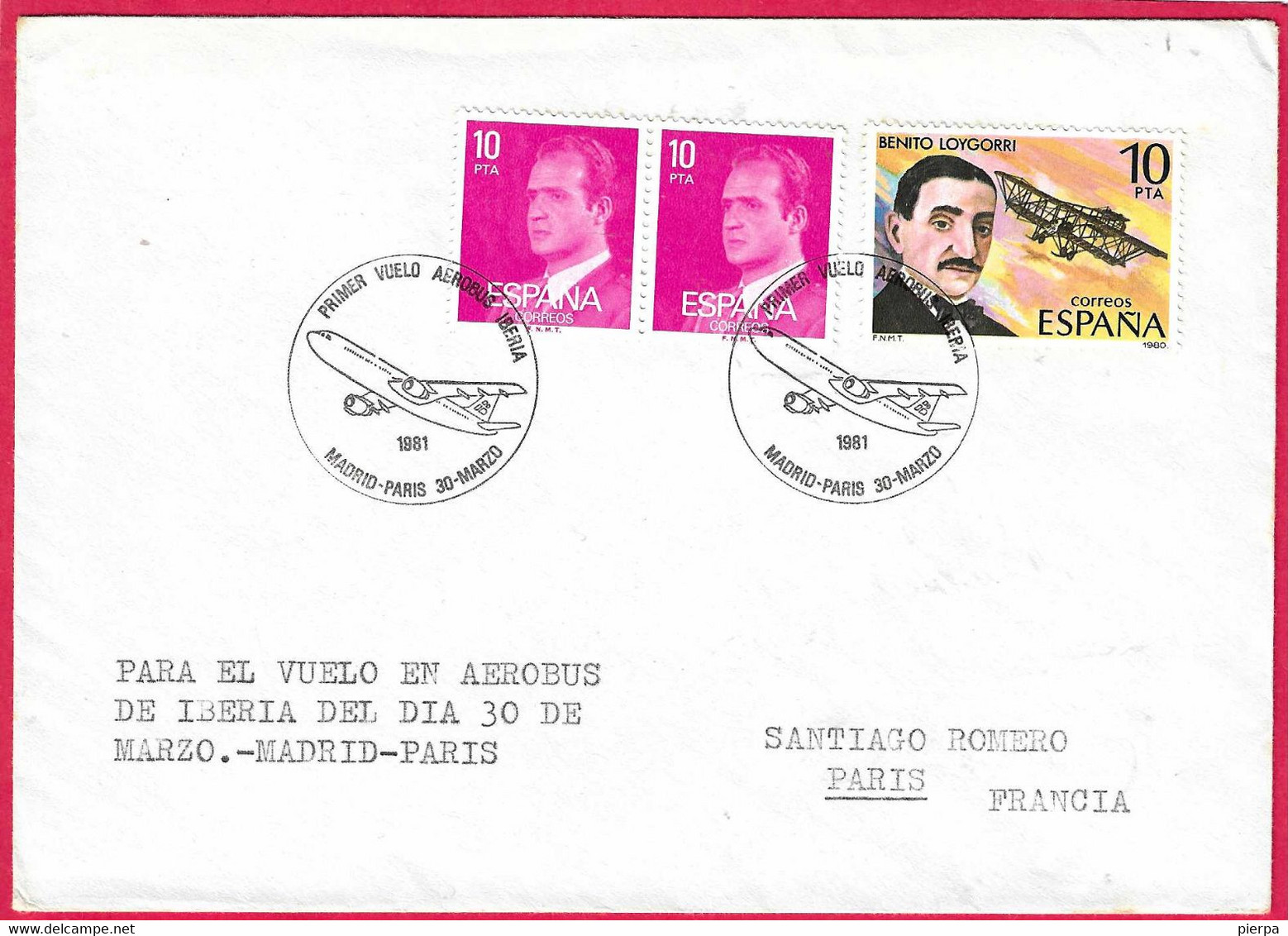 SPAGNA - PRIMER VUELO AEROBUS IBERIA DA MADRID A PARIGI * 30.3.1981* - Cartas & Documentos