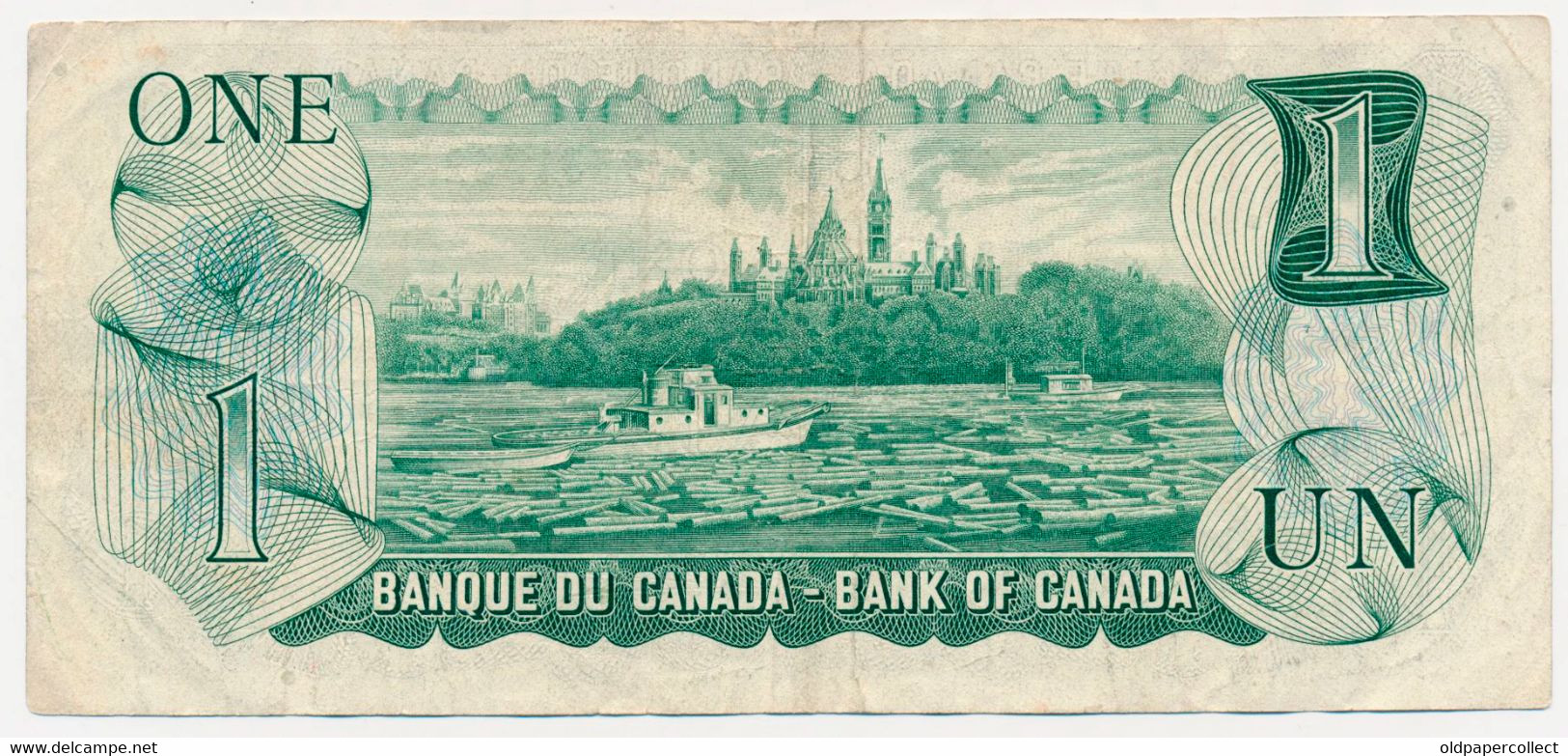 CANADA KANADA 1 DOLLAR Pick-85a(1) Queen Elizabeth II / Parliament, Ottawa River Signatures: Lawson & Bouey 1973 XF - Canada