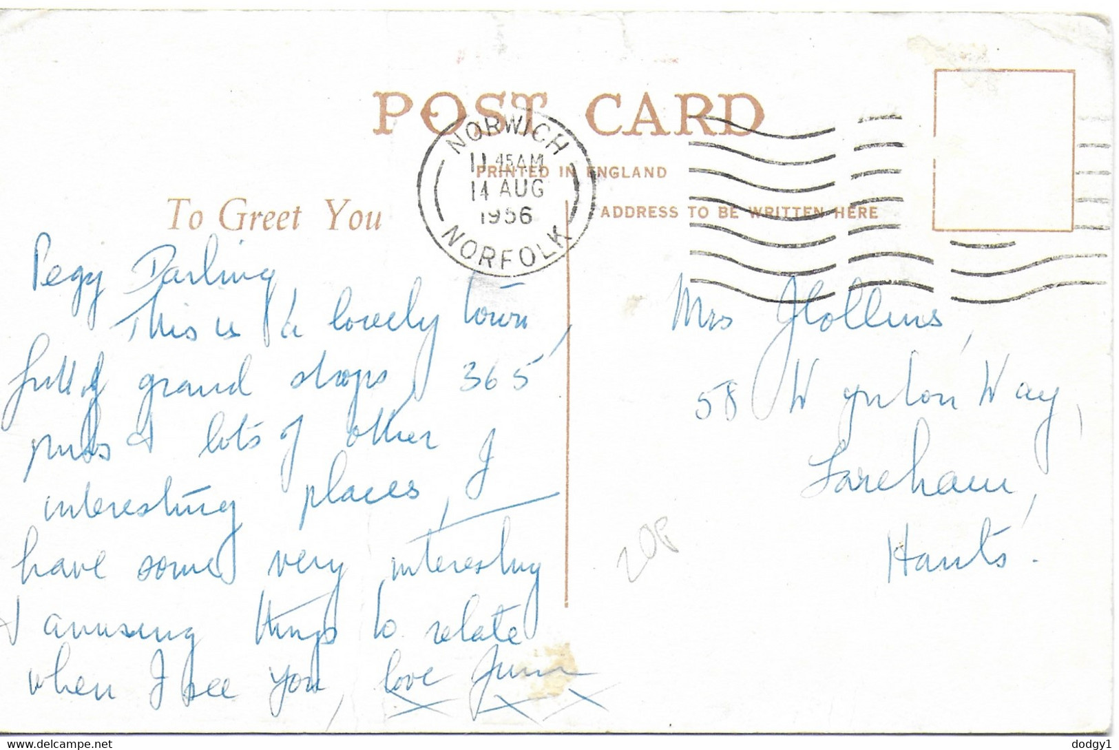 PULL'S FERRY, NORWICH, NORFOLK, ENGLAND. Circa 1956 USED POSTCARD   Ty5 - Norwich