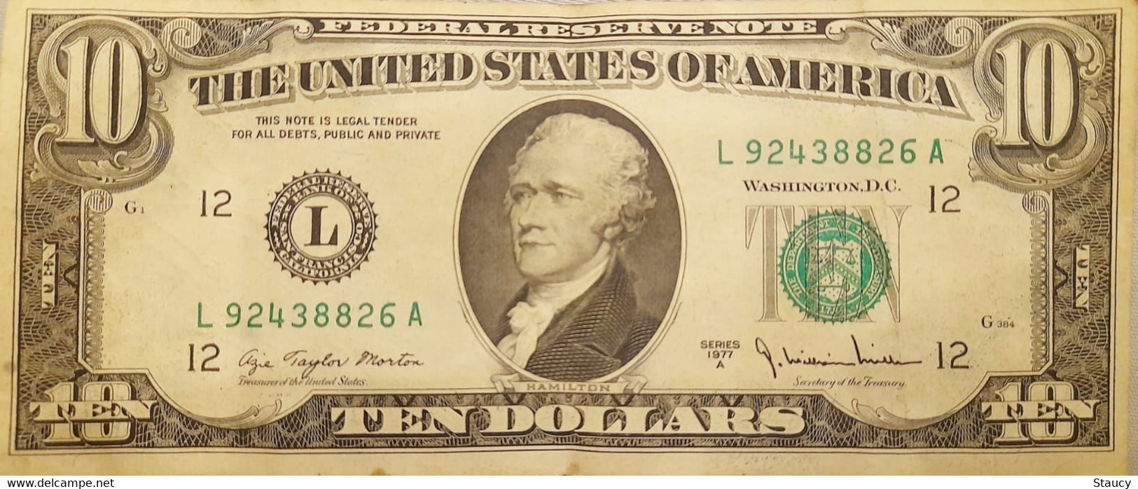 USA America 1977 $10 Ten Dollars Morton Blumenthal Federal Reserve Note As Per Scan - Billetes De La Reserva Federal (1928-...)