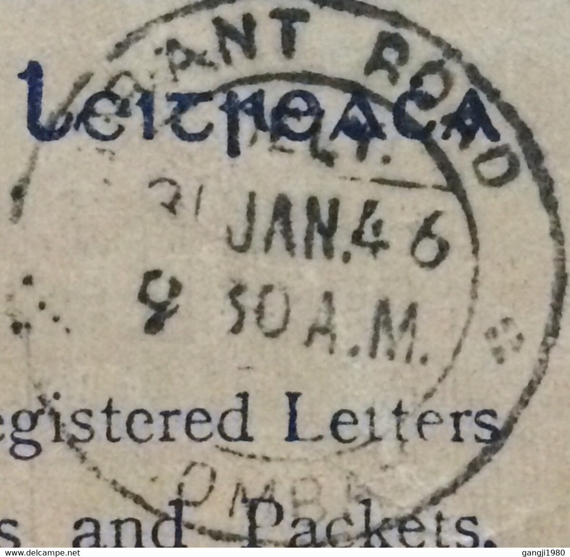 IRELAND 1945,REGISTER STATIONERY COVER USED TO INDIA,DROICHEAD NA DOTRA, GRANT ROAD BOMBAY CITY CANCEL. - Storia Postale