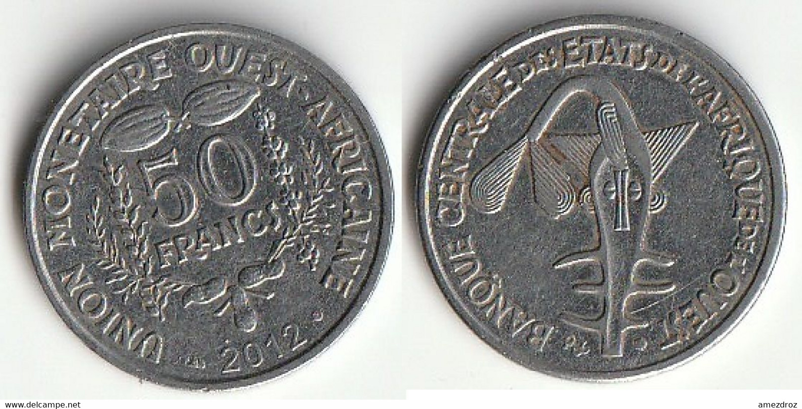 Piece 50 Francs CFA 2012 Afrique De L'Ouest Origine Cote D'Ivoire - Côte-d'Ivoire