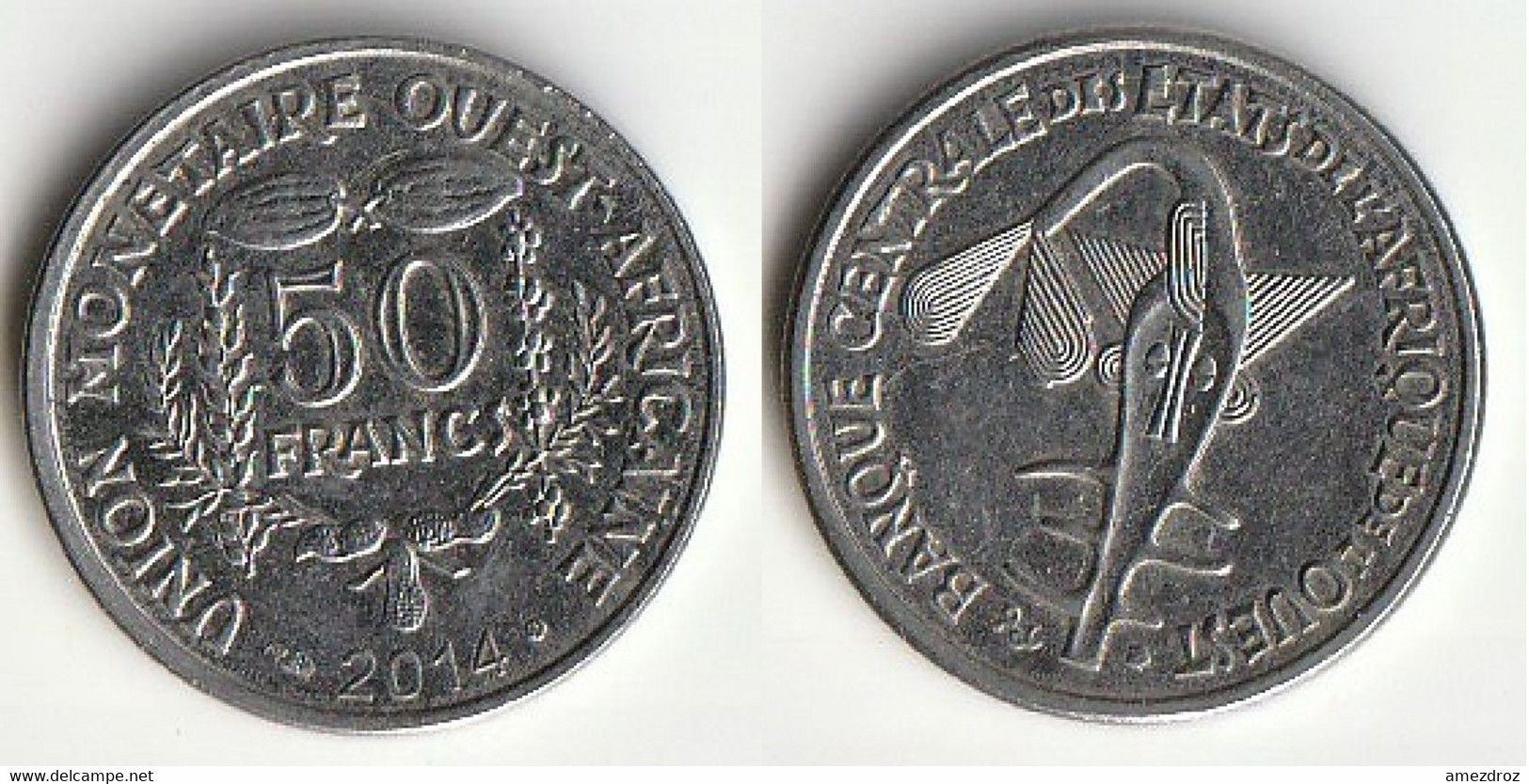 Piece 50 Francs CFA 2014 Afrique De L'Ouest Origine Cote D'Ivoire - Elfenbeinküste