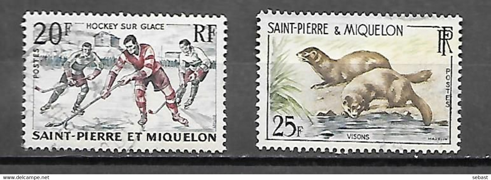 TIMBRE OBLITERE DE SAINT PIERRE ET MIQUELON DE 1959 N° YVERT 360/61 - Oblitérés