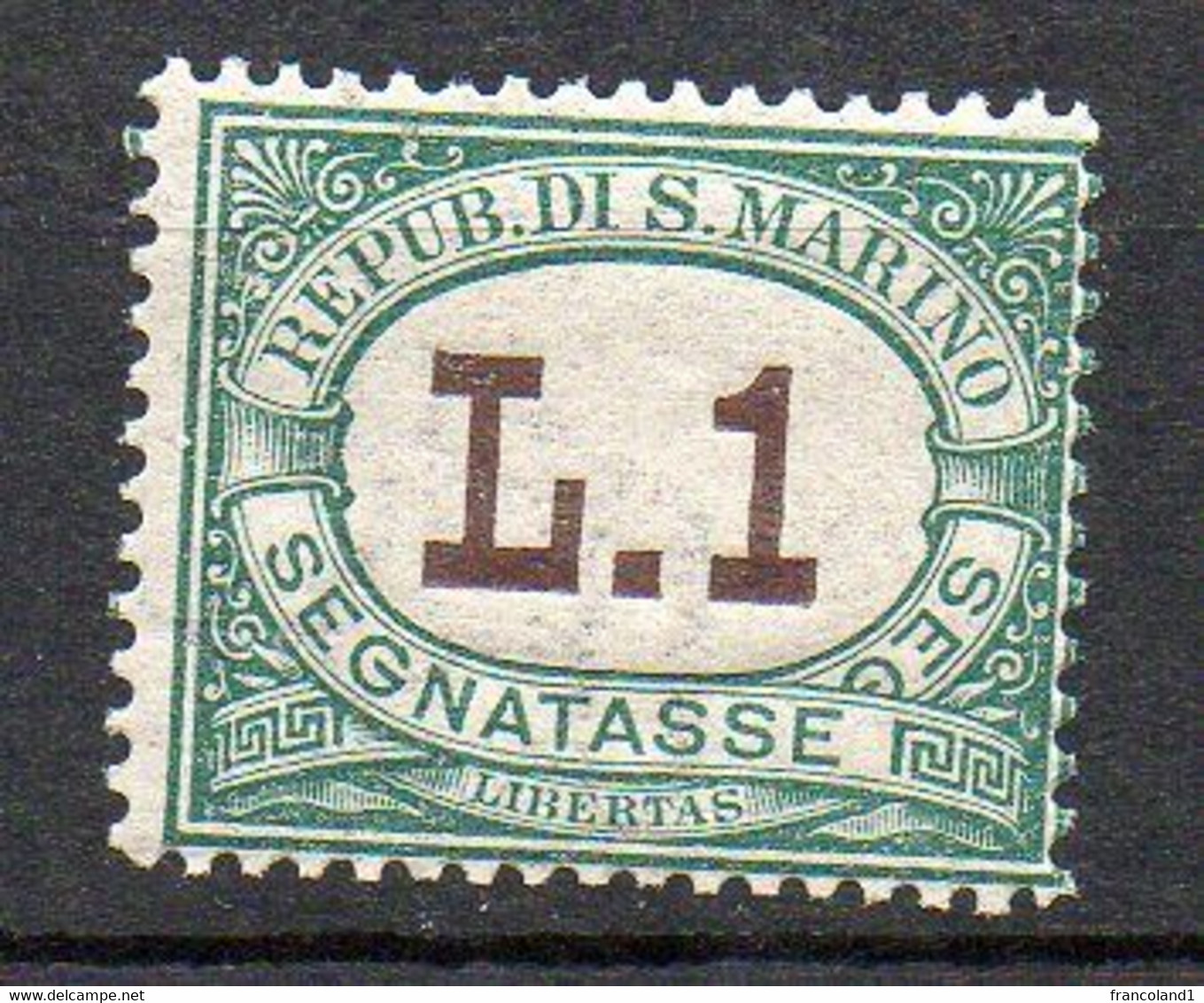 1924 San Marino - Segnatasse 15 - 1 Lira Verde  Nuovo MLH* - Impuestos