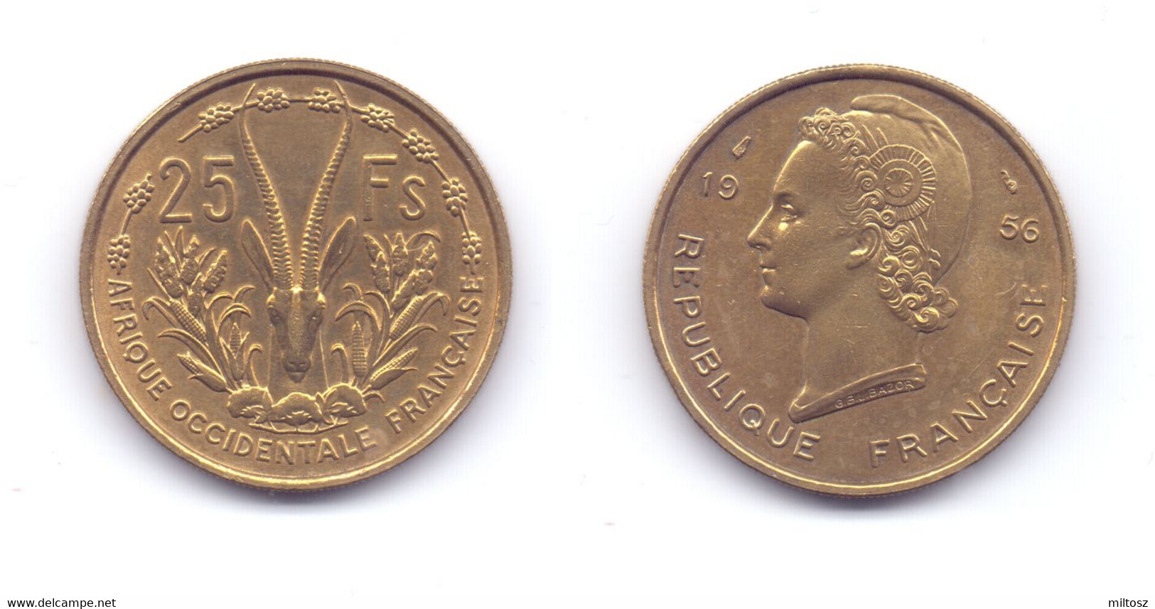 French West Africa 25 Francs 1956 - Africa Occidentale Francese