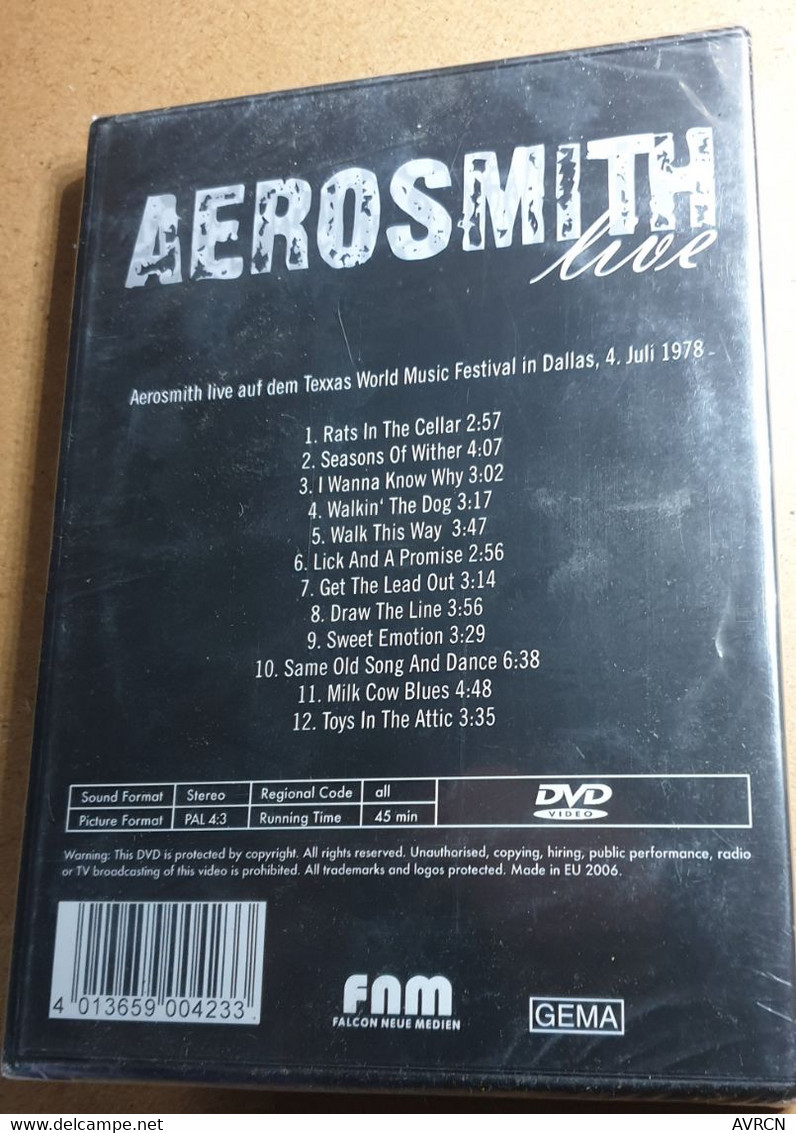 DVD Aerosmith – Live - Festival Dallas 1978- Sous Blister - Music On DVD