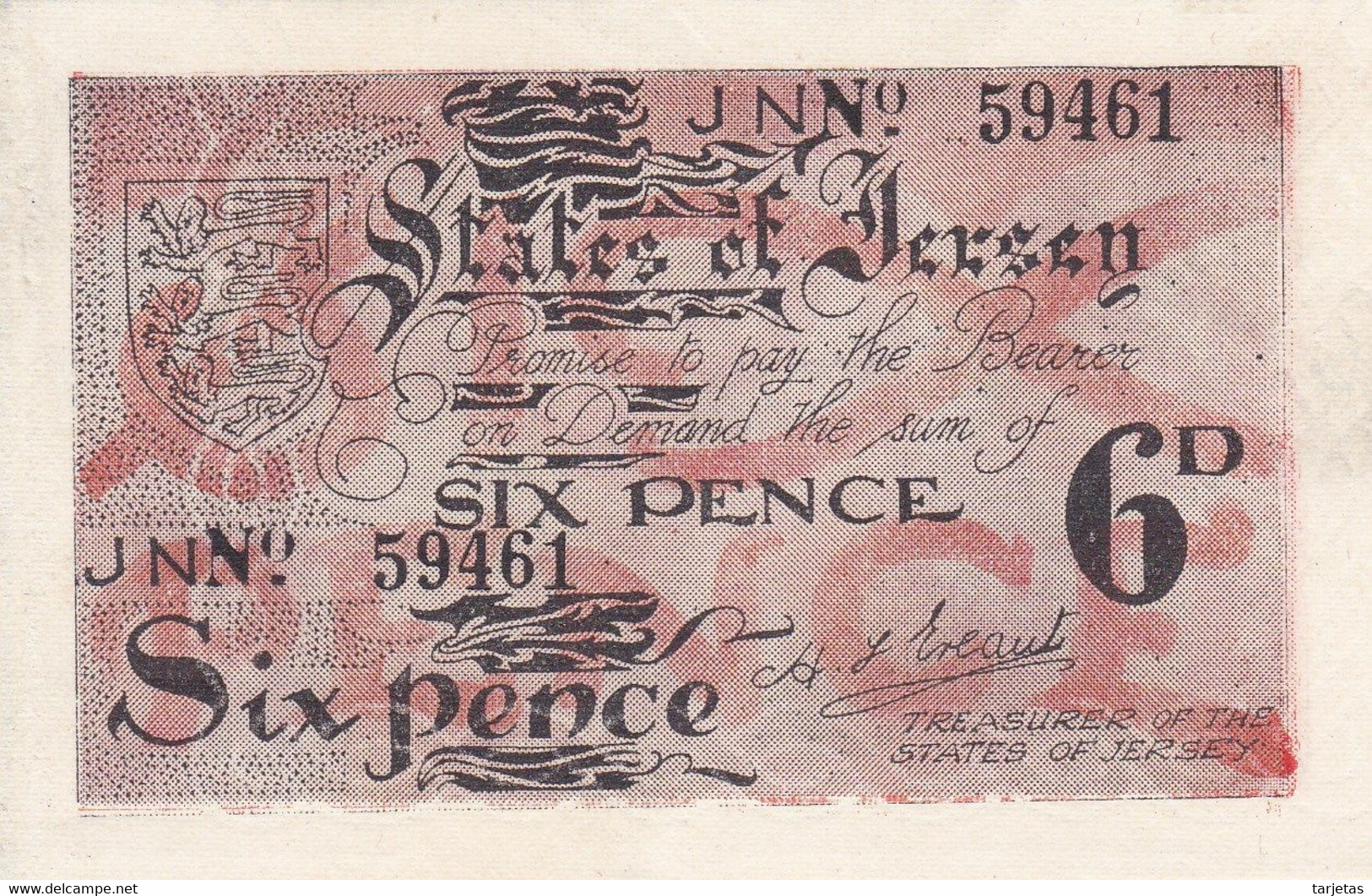 BILLETE DE JERSEY DE 6 PENCE DEL AÑO 1942 SIN CIRCULAR (UNC)  (BANKNOTE) - Jersey