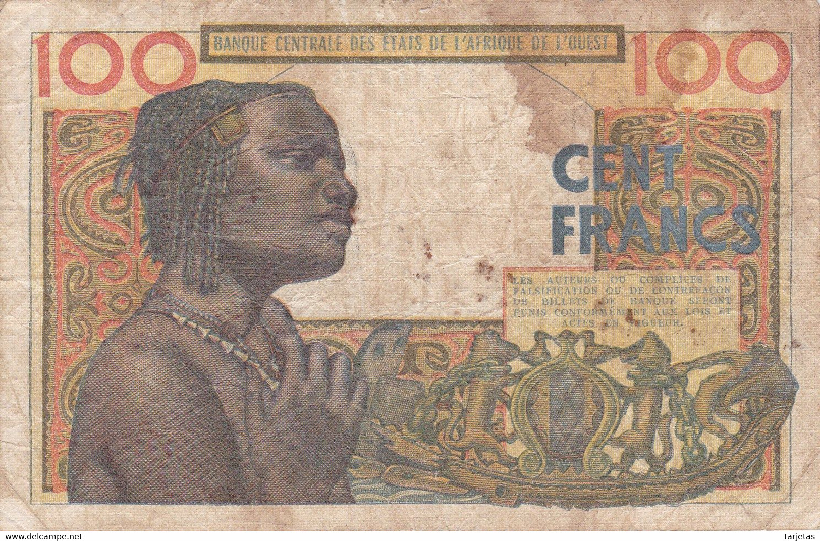 BILLETE DE COSTA DE MARFIL DE 100 FRANCS DEL AÑO 1961  (BANK NOTE) - Côte D'Ivoire