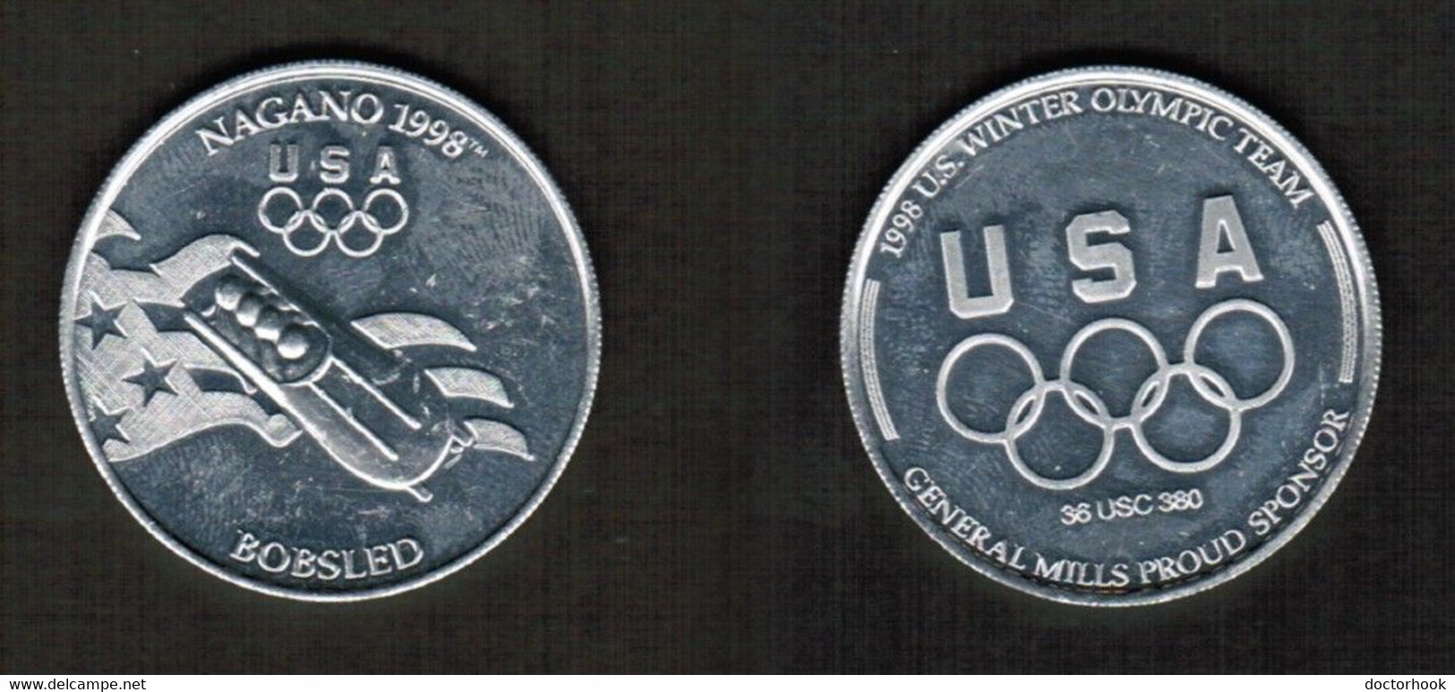 U.S.A.   1998 NAGANO OLYMPICS BOBSLED TOKEN (CONDITION AS PER SCAN) (T-139) - Habillement, Souvenirs & Autres