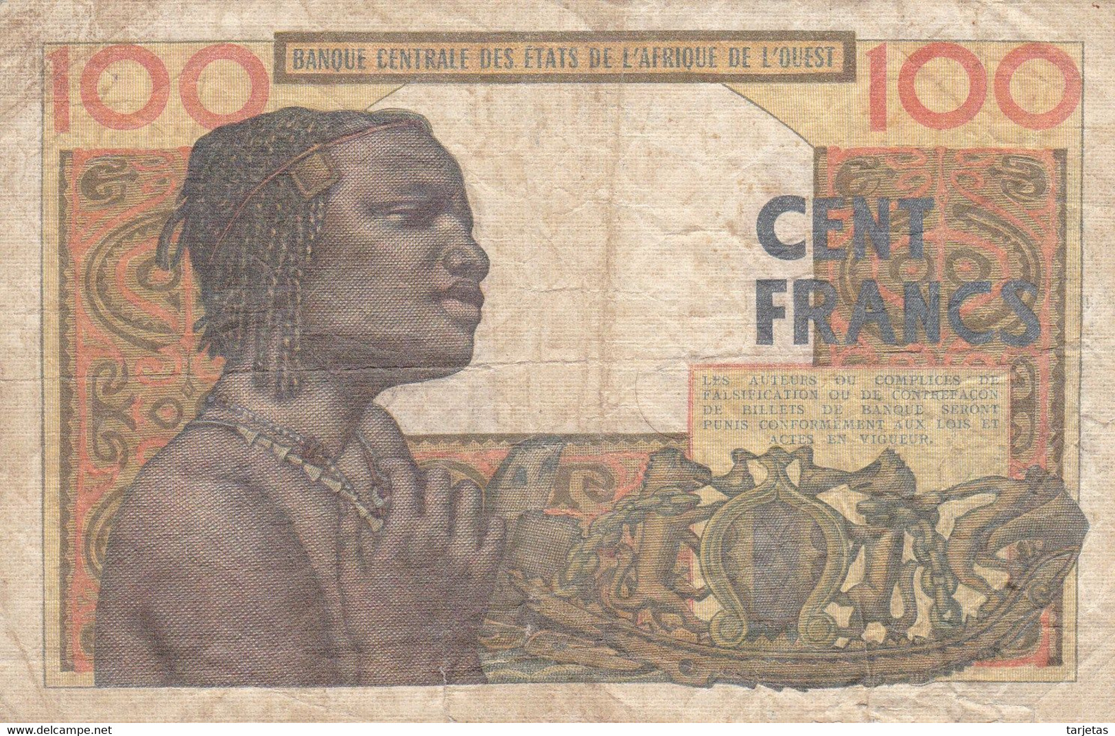 BILLETE DE SENEGAL DE 100 FRANCS DEL AÑO 1965  (BANK NOTE) - Senegal