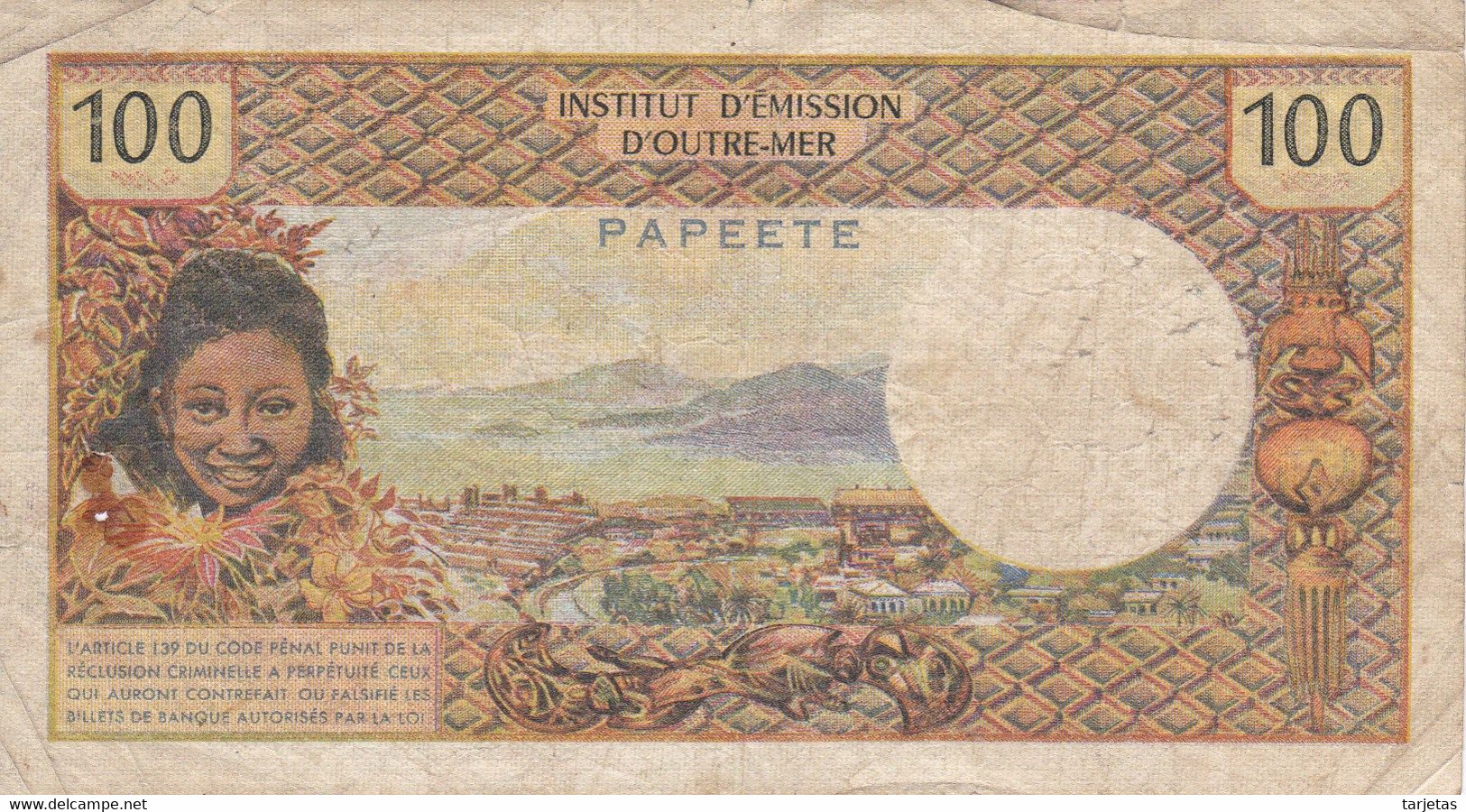 BILLETE DE OUTRE MER DE PAPEETE DE 100 FRANCS  (BANKNOTE) - Papeete (Polynésie Française 1914-1985)