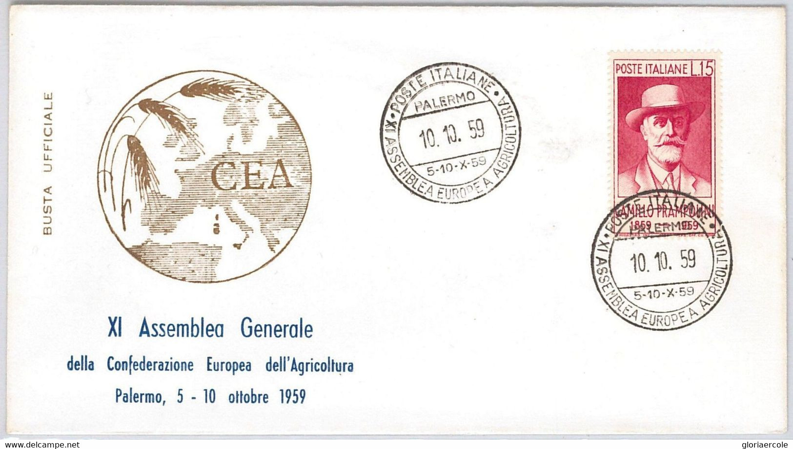42831 - ITALY - SPECIAL COVER - AGRICULTURE Event - PALERMO 1959-EUROPA CEPT - 1959