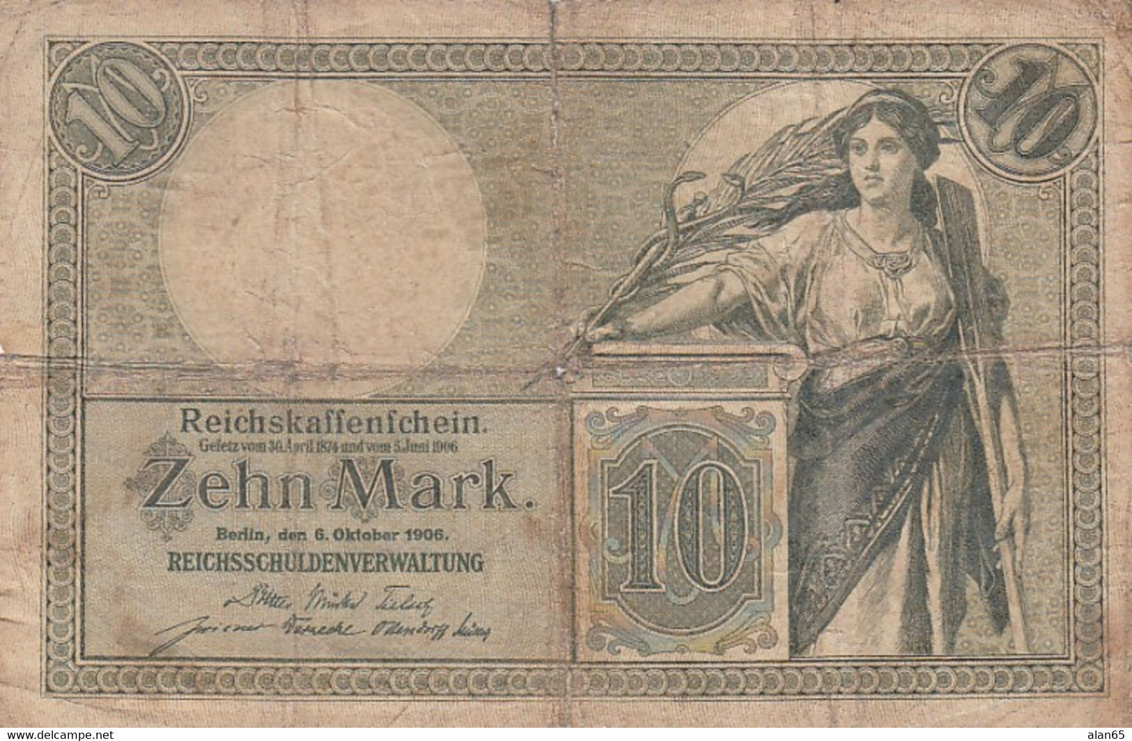 Germany #9b 10 Marks 6 October 1906 Banknote - 10 Mark