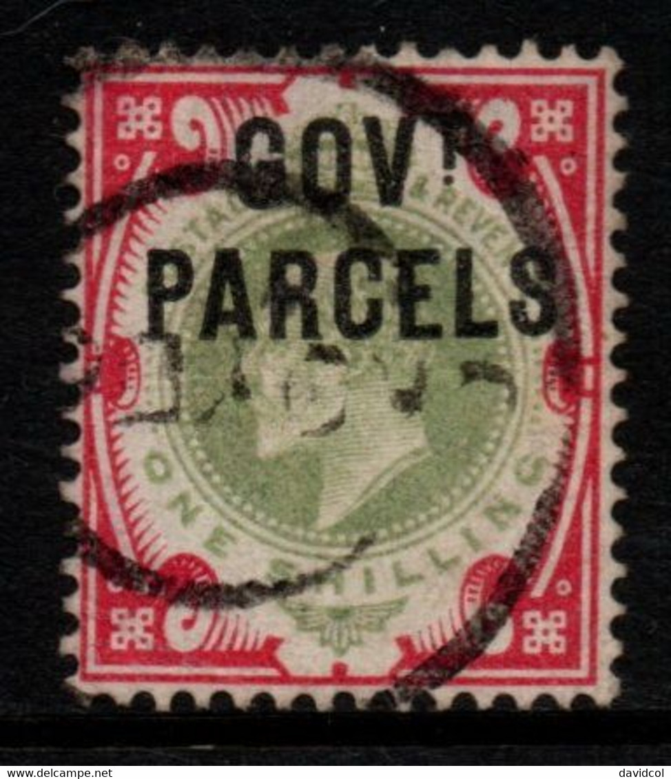 0282- GREAT BRITAIN -1902 - SC#: O43 - 1Sh - USED - "GOVT PARCELS" OVPTD - SCV: $ 100.00 - Service