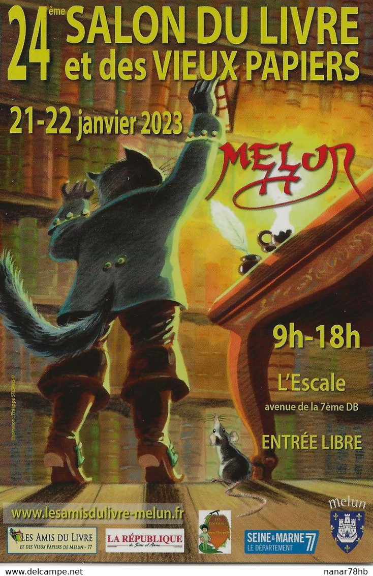 CPM Pour Le Salon Du Livre Et Des Vieux Papiers De Melun En 2023 (Bande Dessinée) (dessin De Philippe Sternis) - Bourses & Salons De Collections