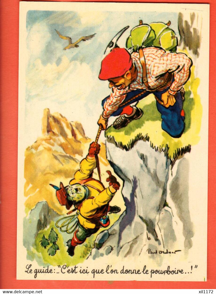 OAA-12 Illustrateur Paul Ordner Humour Guide Et Alpiniste, C'est Ici Que L'on Donne Le Pourboire NC - Ordner, P.