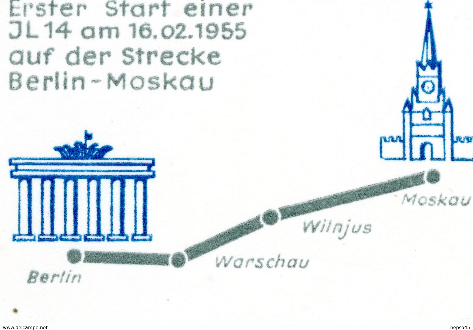 Carte.25ème Année De La Ligne Aérienne Civile Berlin Varsovie Vilnius Moscou.20 Septembre 1980. - Articles De Papeterie