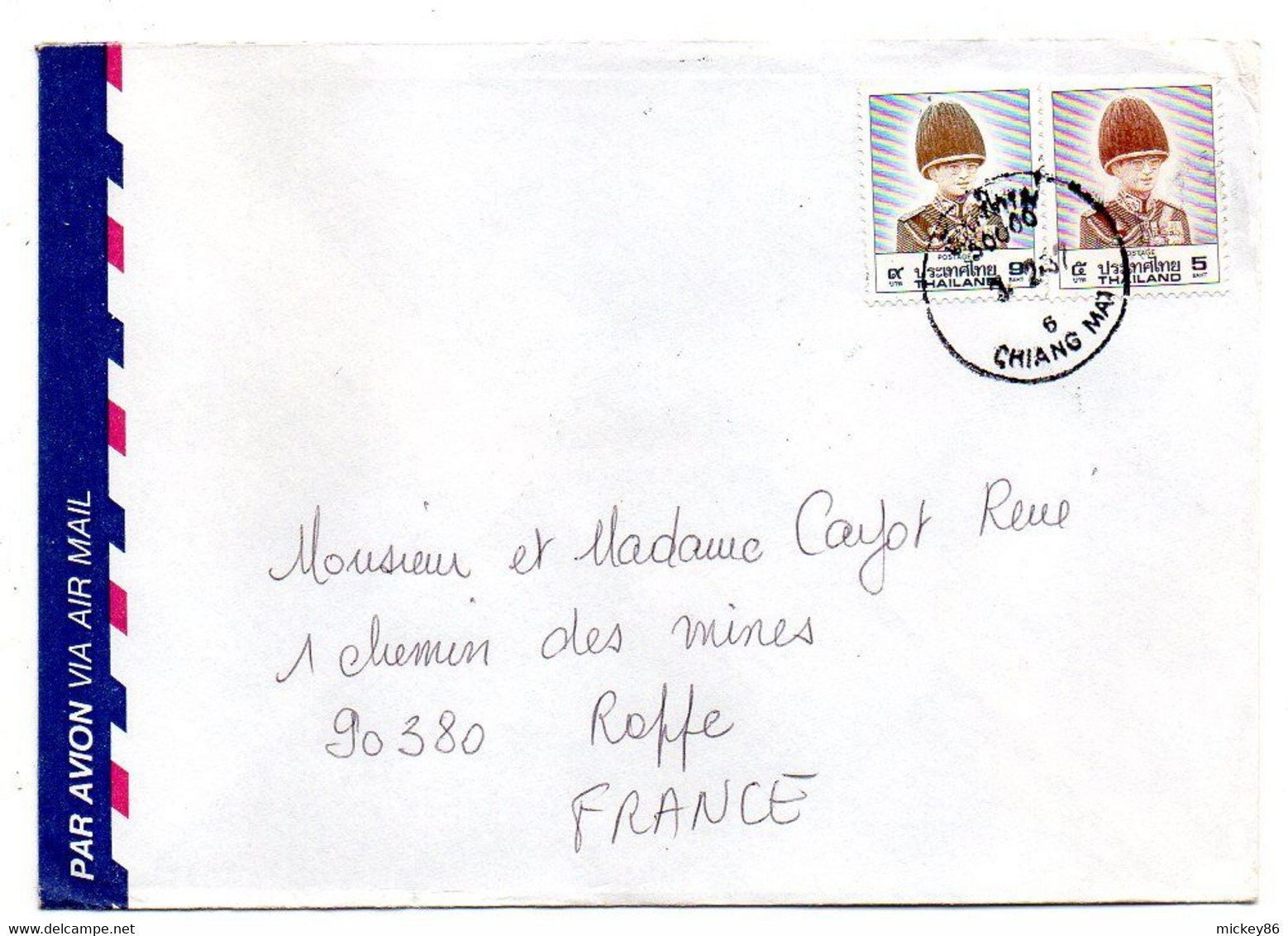 Thailande-1987--Lot De 2 Lettres  Pour Roppe-90 ( France)-....cachets - Tailandia