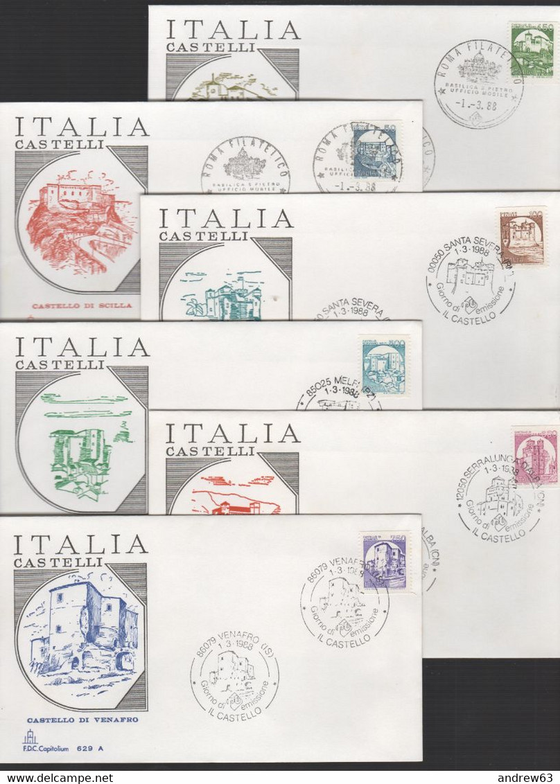 ITALIA - REPUBBLICA ITALIANA - 1988 - Castelli D'Italia - Valori Complementari - 6 X FDC Capitolium - FDC