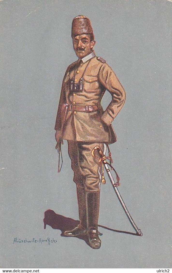 AK Türkischer Kavallerieoffizier In Felduniform - Künstlerkarte Alüschwitz - Feldpost Schildesche 1916  (62115) - Uniformi