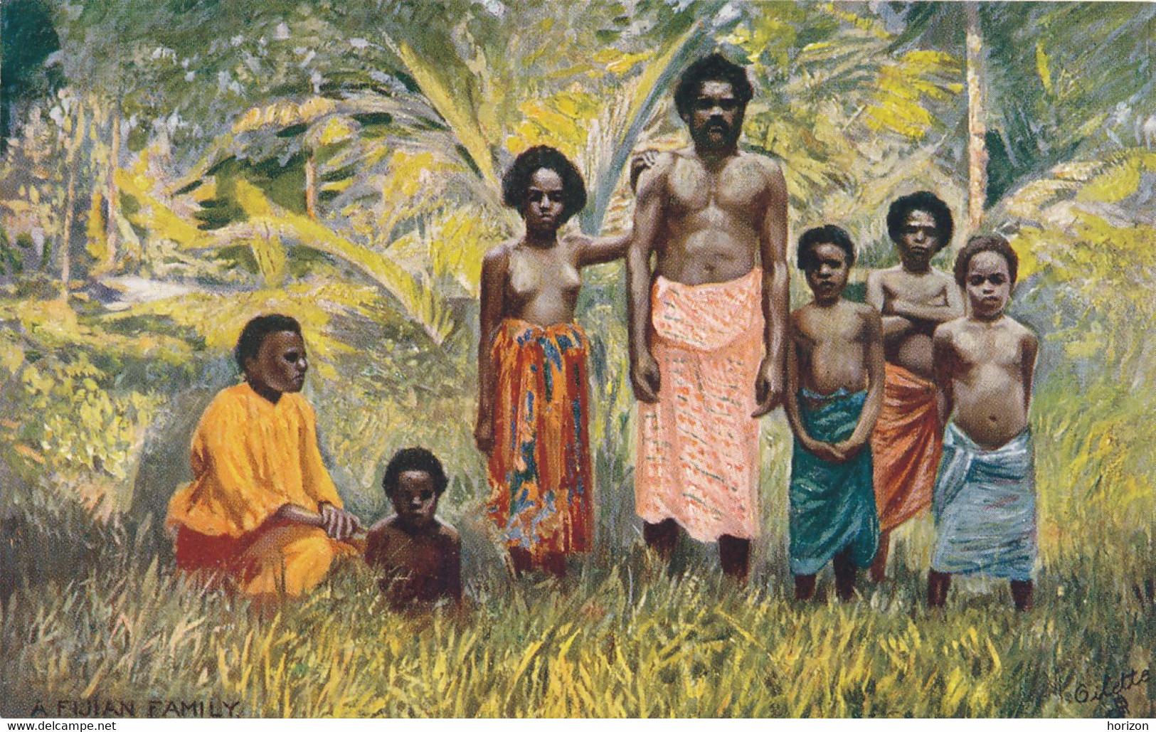 X363  FIJI - A Fijian Family - Tuck's Postcard - Fidji