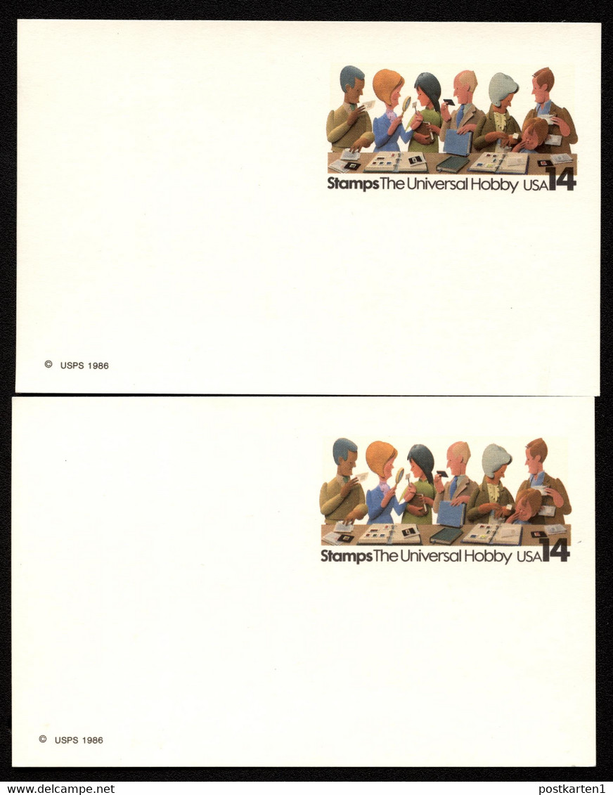 UX110 UPSS S127a 2 Postal Cards VARIANTS OF FLUORESCENCE Mint 1986 - 1981-00