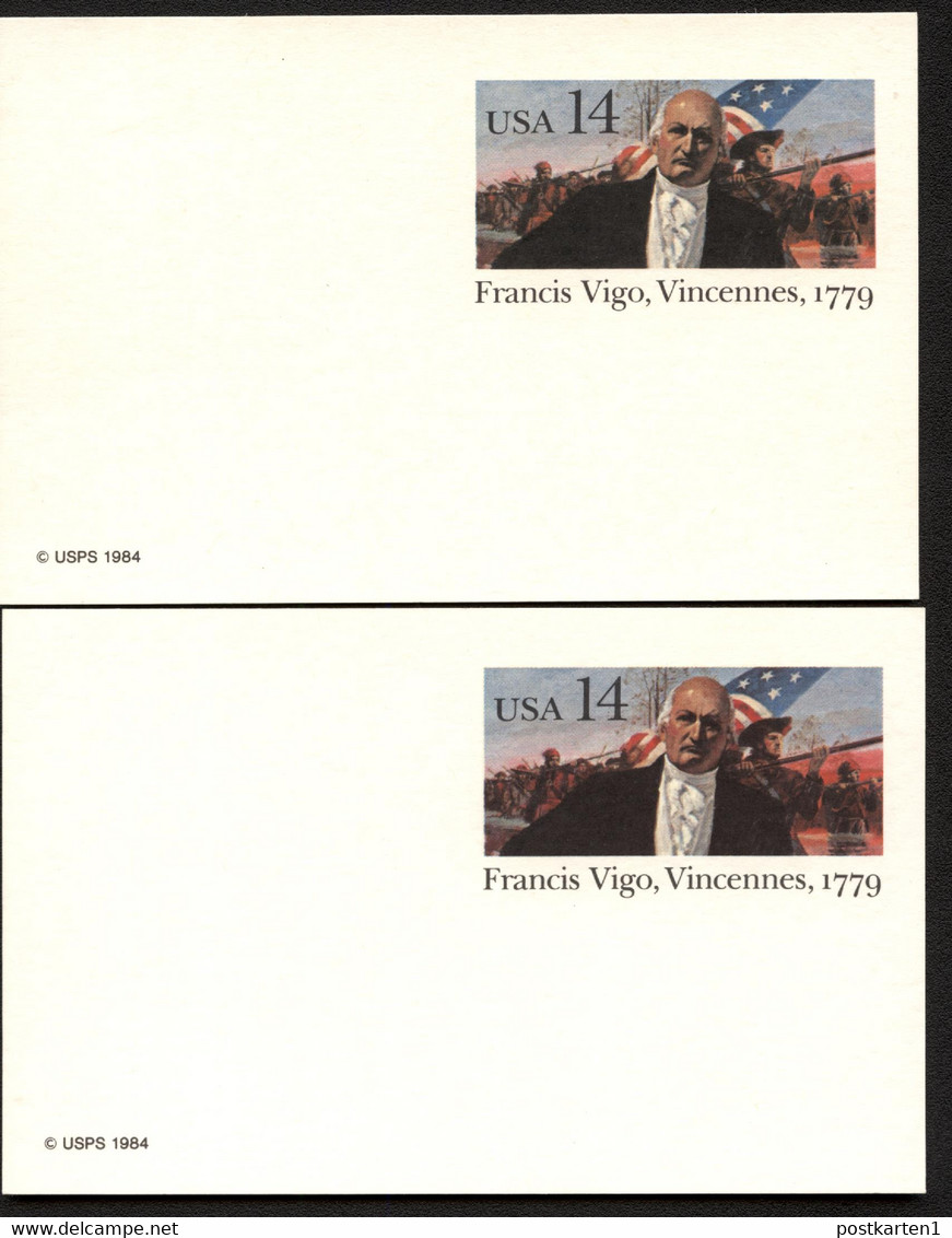 UX111 UPSS S128 2 Postal Cards VARIANTS OF FLUORESCENCE Mint 1986 - 1981-00