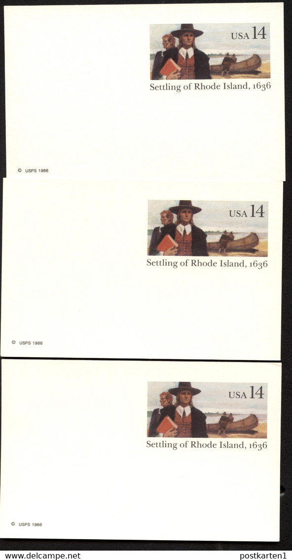 UX112 UPSS S129 3 Postal Cards VARIANTS OF FLUORESCENCE Mint 1986 - 1981-00