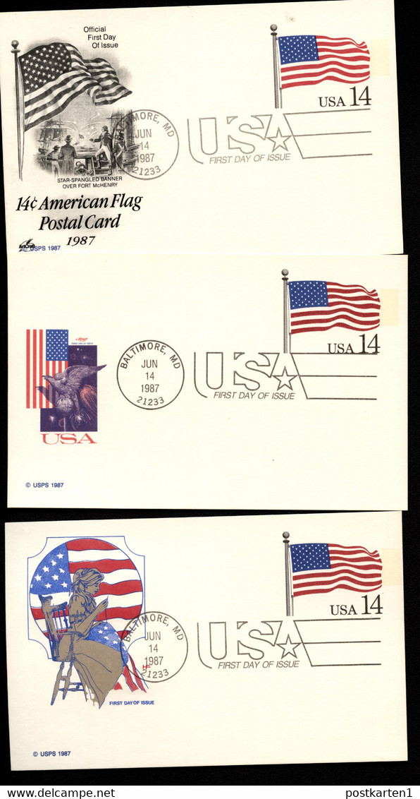 UX117 3 Postal Cards FDC 1987 - 1981-00