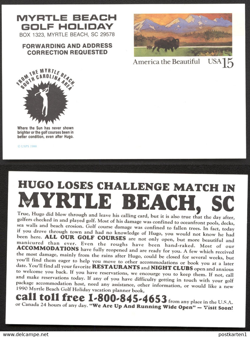 UX120b Postal Card MYRTLE BEACH GOLF 1988 - 1981-00