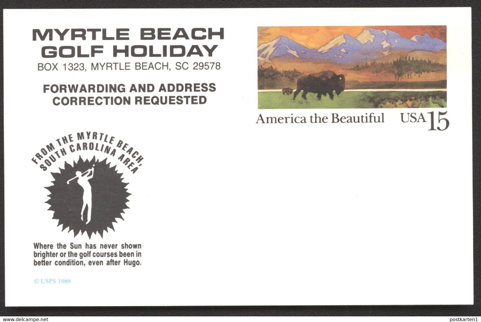 UX120b Postal Card MYRTLE BEACH GOLF 1988 - 1981-00